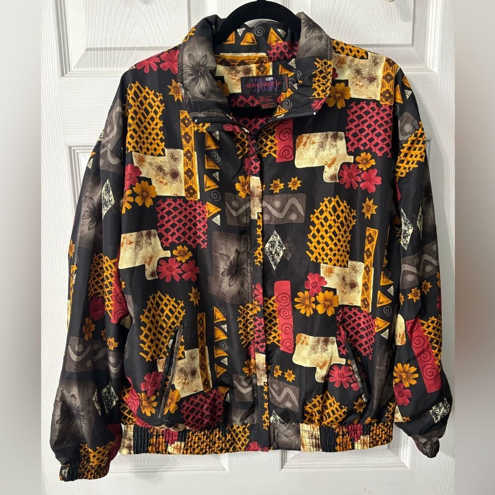 Studio Sportif Vintage Art To Wear 80’s Wind Breaker Bomber Jacket Size Large